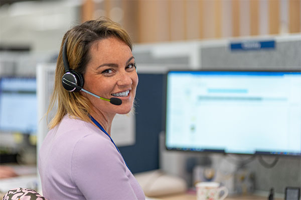 Cancer nurse on call with headset